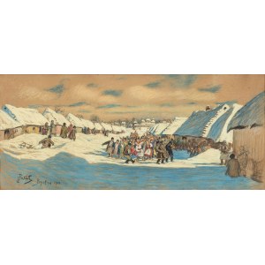 Julian Fałat (1853 - 1929), Wesele chłopskie, 1910