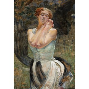 Jacek Malczewski (1854 - 1929), Frau vor einem Hain, 1917