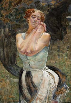 Jacek Malczewski (1854 - 1929), Kobieta na tle gaju, 1917