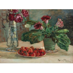 Maurycy Trębacz (1861 - 1941), Still life with strawberries, ca. 1925