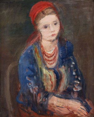 Joachim Weingart (1895 - 1942), Portret dziewczyny w stroju krakowskim