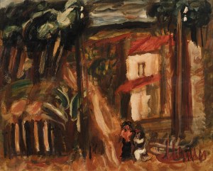 Zygmunt Menkes (1896 - 1986), Para na tle pejzażu (Zaręczyny), ok. 1925 - 1930