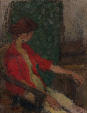 Eugeniusz Eibisch(1895 - 1987), Dziewczyna w czerwonym kaftaniku, 1963