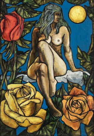 Benon Liberski(1926 - 1983), Kobieta i róże, 1970