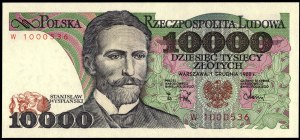 Poland. 1988 10000 Zlotych Prefix W Pierwsa Seria Rocznika