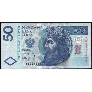 Poland. 1994 50 Zlotych Prefix YB Replacement