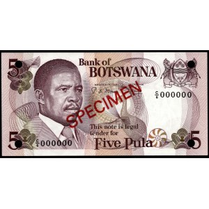 Botswana. 5 Pula 1979 Specimen Prefix C/6