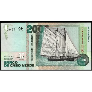 Cabo Verde. 200 Escudos 1992 Prefix DW