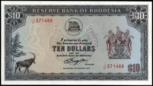 Rhodesia. 10 Dollars 1979