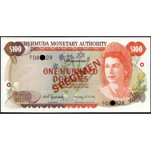 Bermuda. 100 Dollars 1982 Specimen