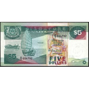 Singapore. 5 Dollars 1989