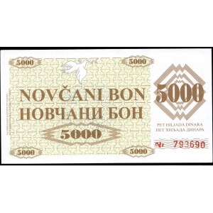 Bosnia. 5000 Dinara 1992 Sarajevo