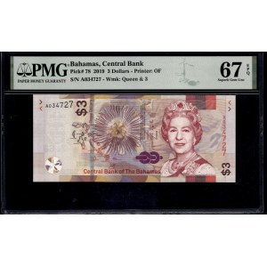 Bahamas. 3 Dollars 2019