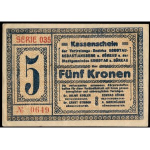 Czechoslovakia. Komotau Gorkau 5 Kronen 1918