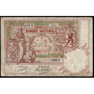 Belgium. 20 Francs 1914