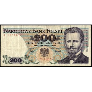 Poland. 200 Zlotych 1976 Prefix L