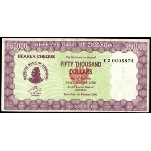 Zimbabwe. 50000 Dollars 2006 Replacement