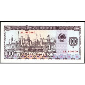 Albania. 100 Leke 1991 Specimen