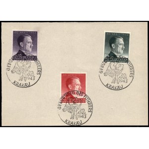 Poland. Krakow Postcard Sized Carton Three GG Stamps 20.4.1943 UNC