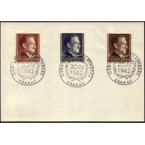 Poland. Krakow Postcard Sized Carton Three GG Stamps 20.4.1943 UNC