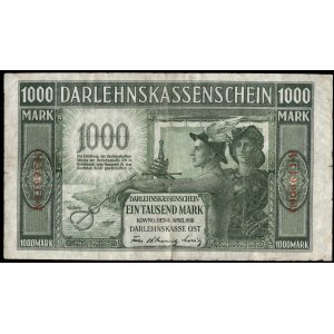 Poland. Kowno 1000 Mark 1918 7 Digit Series Black Signature