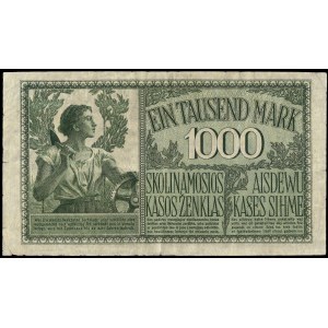 Poland. Kowno 1000 Mark 1918 7 Digit Series Black Signature