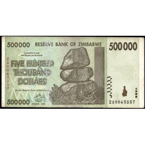 Zimbabwe. 500000 Dollars 2008 Replacement