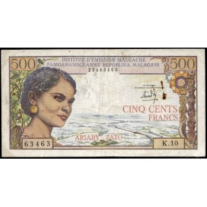 Madagascar. 500 Francs 1964