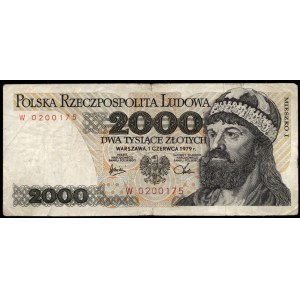 Poland. 2000 Zlotych 1979 Prefix W