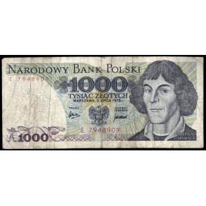 Poland. 1000 Zlotych 1975 Prefix E