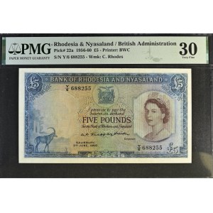 Rhodesia & Nyasaland. 5 Pounds 1960