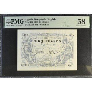 Algeria. 5 Francs 1921