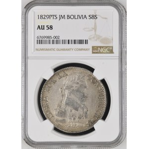 Bolivia. 8 Soles 1829 PTS Potosi Argento