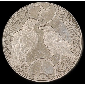 Isle of Man. 1 Pound 2017 Peregrine Falcon and Raven