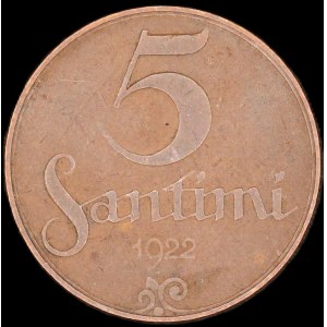 Latvia. 5 Santimi 1922