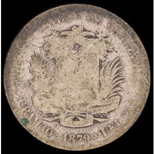 Venezuela. 2 Bolivares 1879 Année Rare Argent