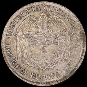 Colombia. 50 Centavos 1886 Bogota Rare Year Silver