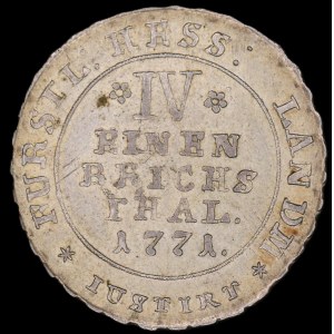 Allemagne. Hesse Cassel 1/6 Thaler 1771 Argent