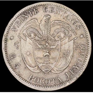 Colombia. 20 Centavos 1897 Bogota Silver