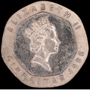 Gibraltar. 20 Pence 1988
