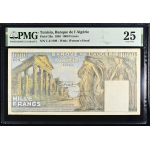 Tunisia. 1000 Francs 1950