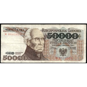 Poland. 50000 Zlotych 1989 Prefix W