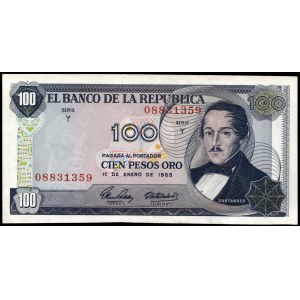 Colombia. 100 Pesos 1968 First Year