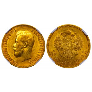 Ruské impérium, 10 rublů, rok 1900, (FZ), NGC, AU 58
