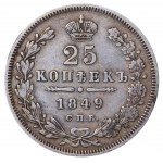 Ruské impérium, 25 kopejok, rok 1849, SPB-PA