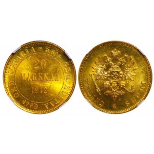 Ruské impérium, Fínsko, 20 Markkaa, rok 1912, S, NGC, MS 63