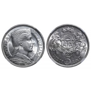 Latvia, 5 Lati, 1929 year, NGC, MS 62