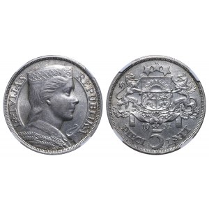 Latvia, 5 Lati, 1932 year, NGC, MS 61