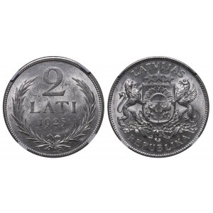 Latvia, 2 Lati, 1925 year, NGC, MS 62