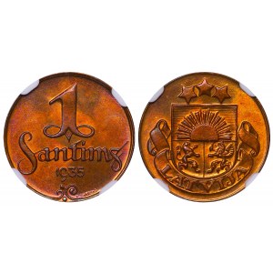 Latvia, 1 Santims, 1935 year, NGC, MS 64 RB